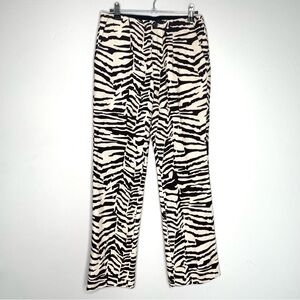 Soeur‎ Paris Zebra Print Tailored Linen Trouser Pants Size 38 Animal 27 Waist